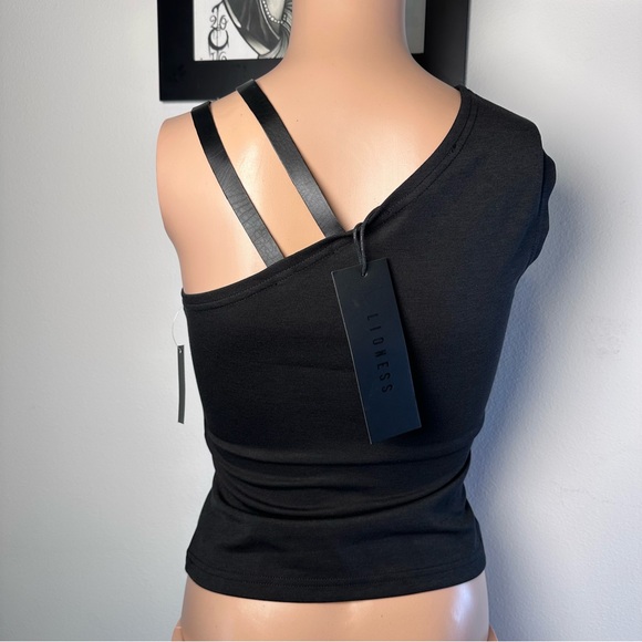 LIONESS Rebel Tank Top in Onyx black asymmetrical crop buckle punk grunge - Picture 7 of 8